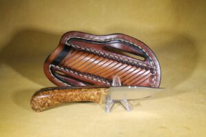 25-059 Amboyna Burl, 440c Stainless Steel