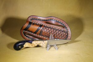 25-070 Resin Buckeye Burl, 440c Stainless Steel