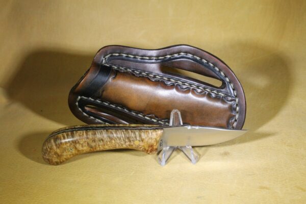 25-075 Lions Blood Amboyna Burl, 440c Stainless Steel