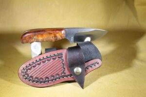 26-023 Amboyna Burl, 440c Stainless Steel, Horizontal Carry